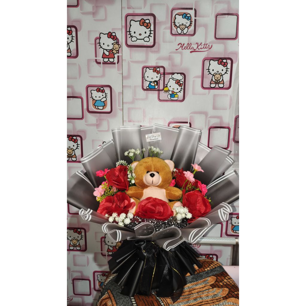boneka+bunga kombinasi cello yang cantikk