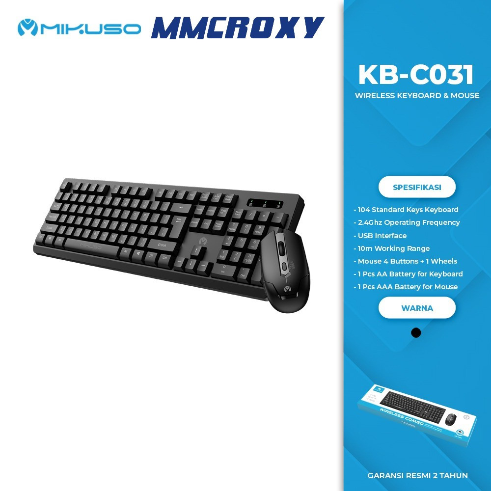 Mikuso KB-C031 Keyboard Mouse Wireless Combo Set