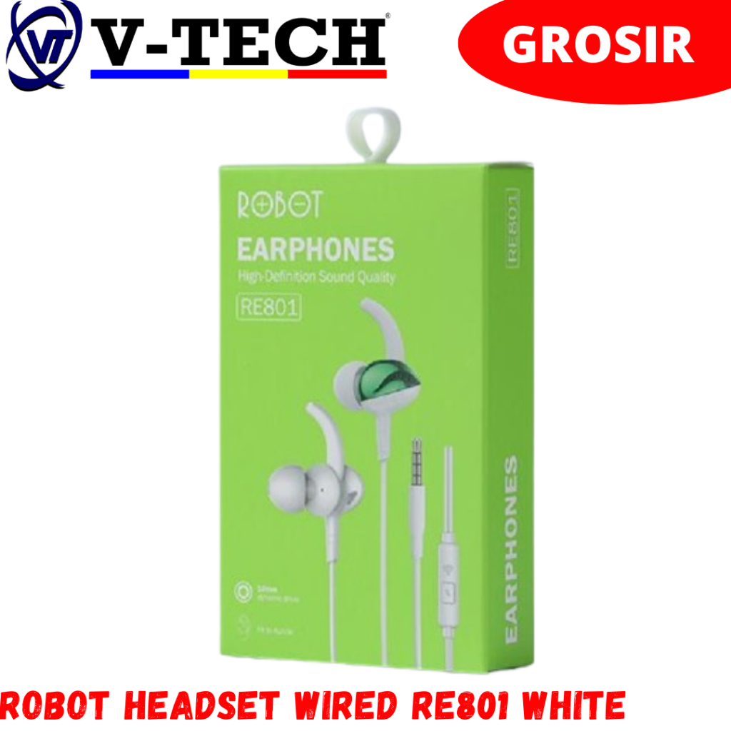 ROBOT HEADSET WIRED RE801 WHITE