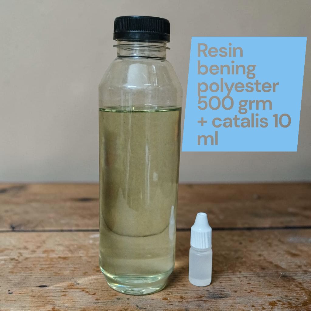 resin bening polyester 500gr + catalis 10ml
