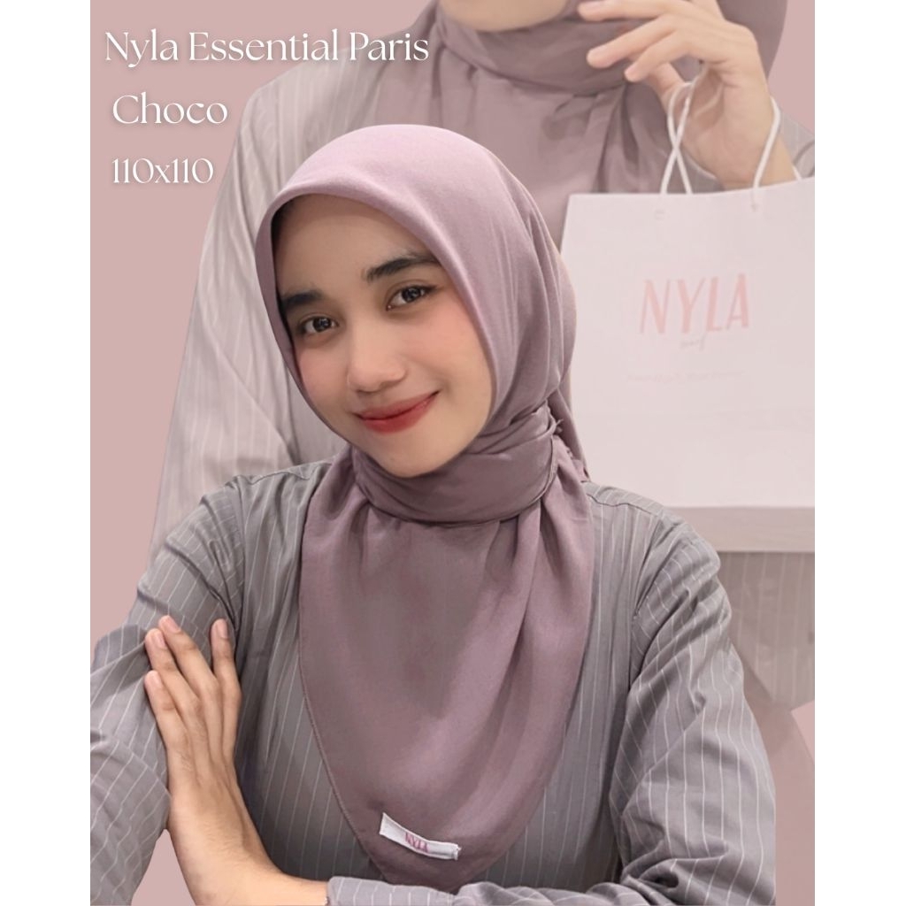 Nyla Essential Paris - Choco - Hijab Segiempat Paris Basic 110×110