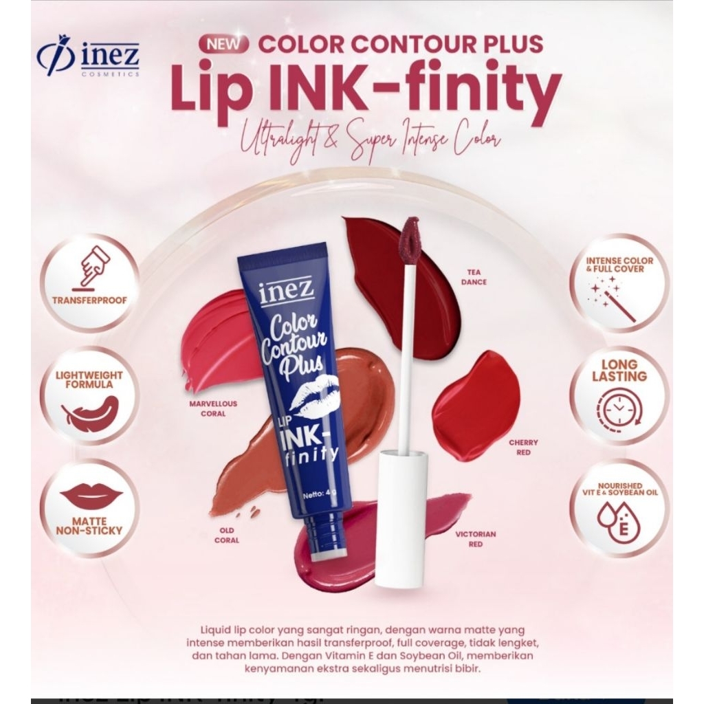Inez Lip ink finity//waterproof //ringan//Lipcream//Lipstick