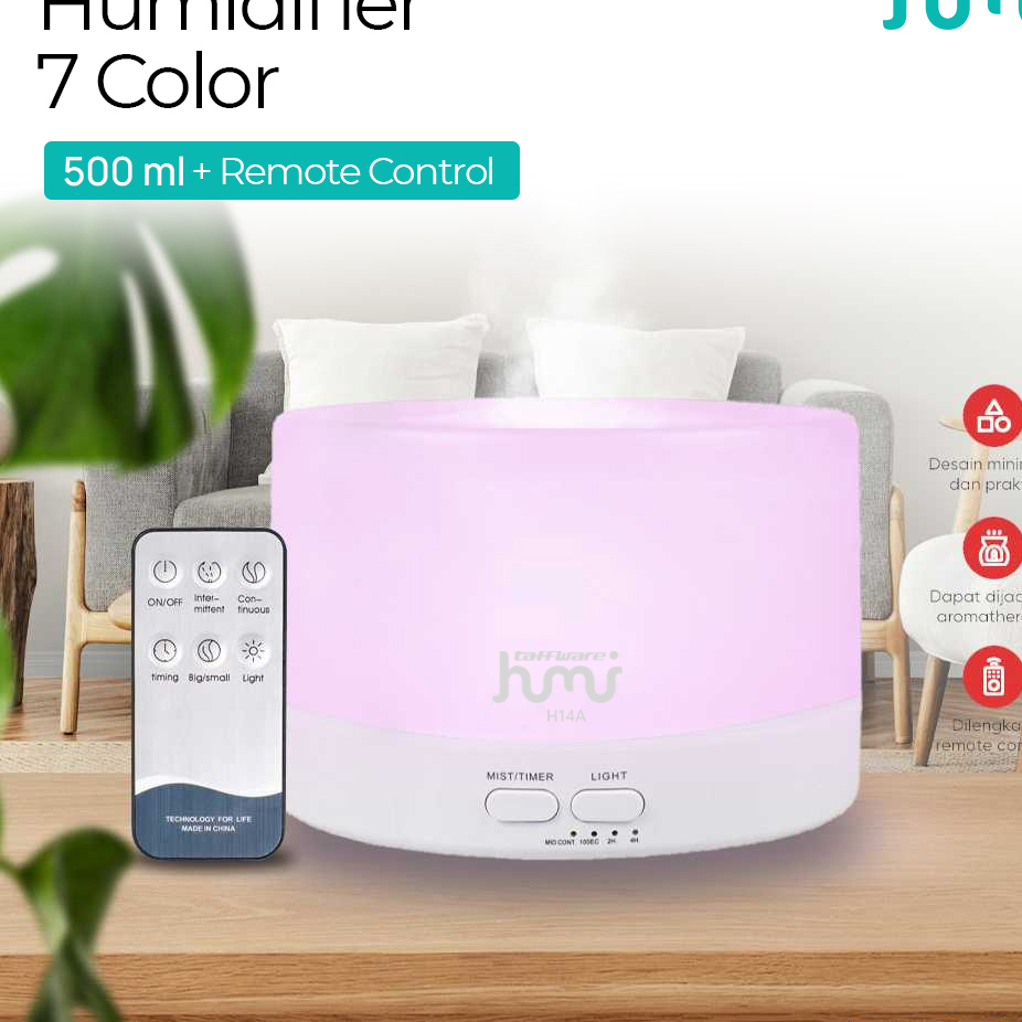 Air Humidifier Mini Ultrasonic Diffuser RGB 500ml Remote