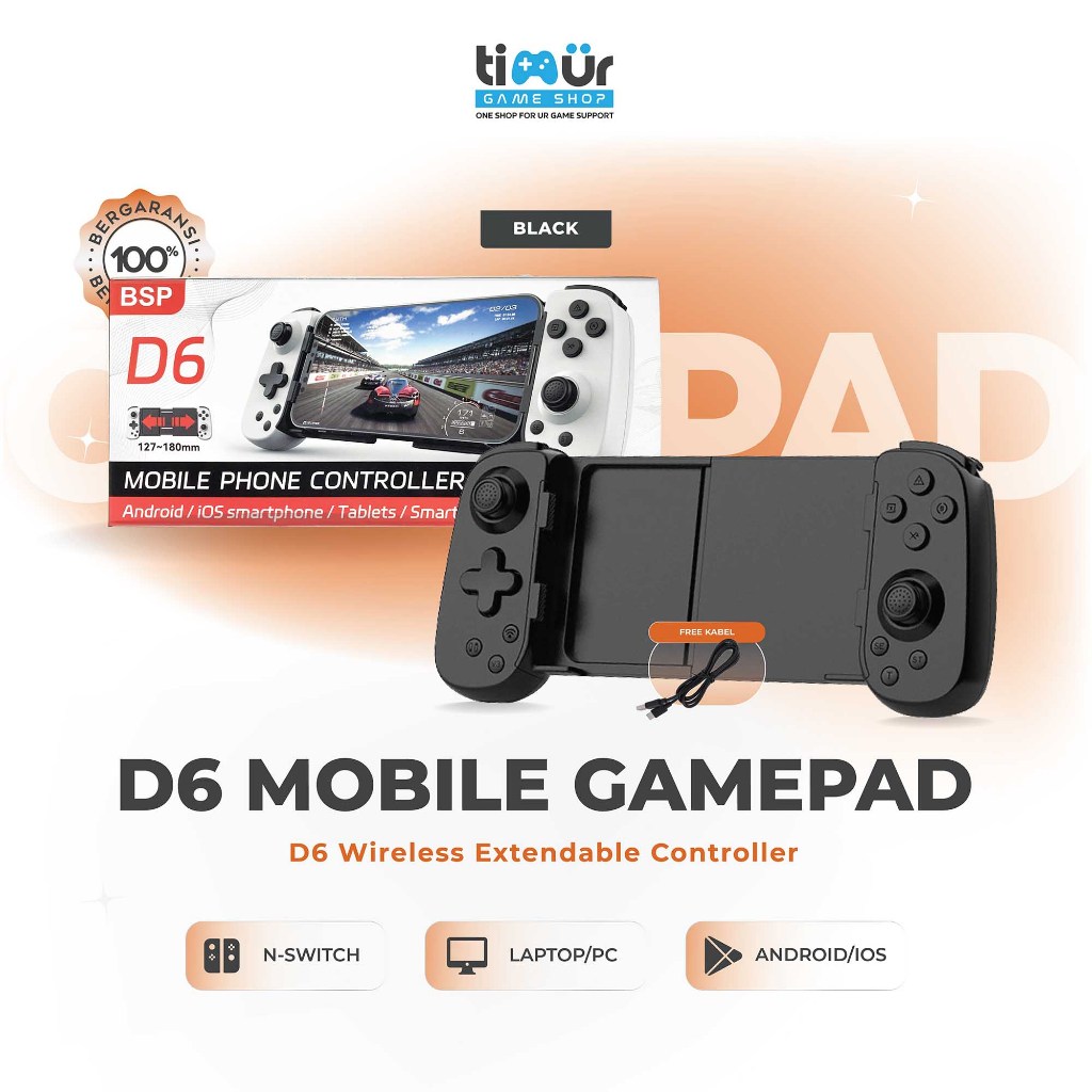 D6 Mobile Game Joystick Gamepad HP Controller & Trigger Android iOS Nintendo Switch PC B Timur Game