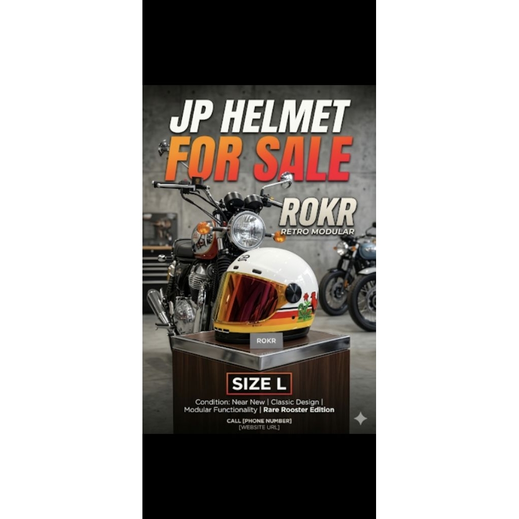 Helm Retro JP Rokr Fullface + Extra Visor Iridium