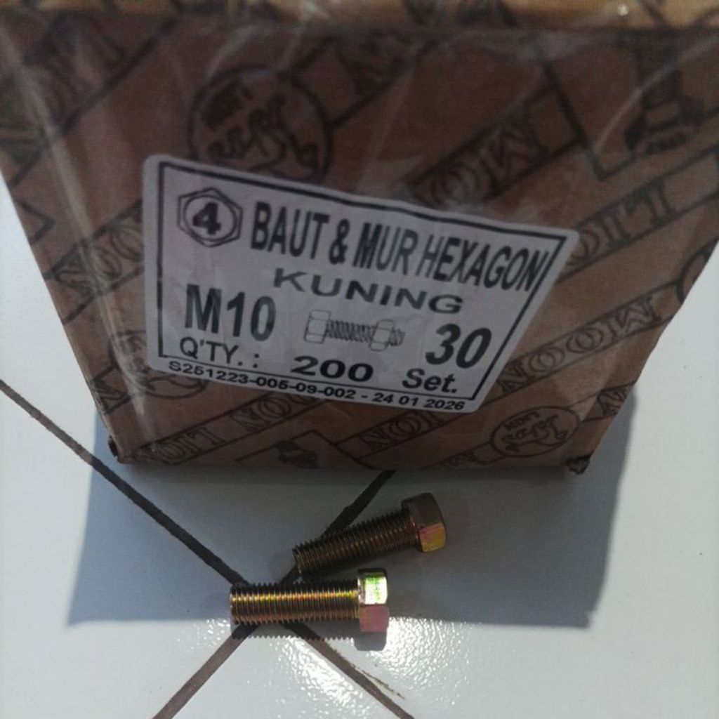 Baut Dan Mur Kuning 10x30