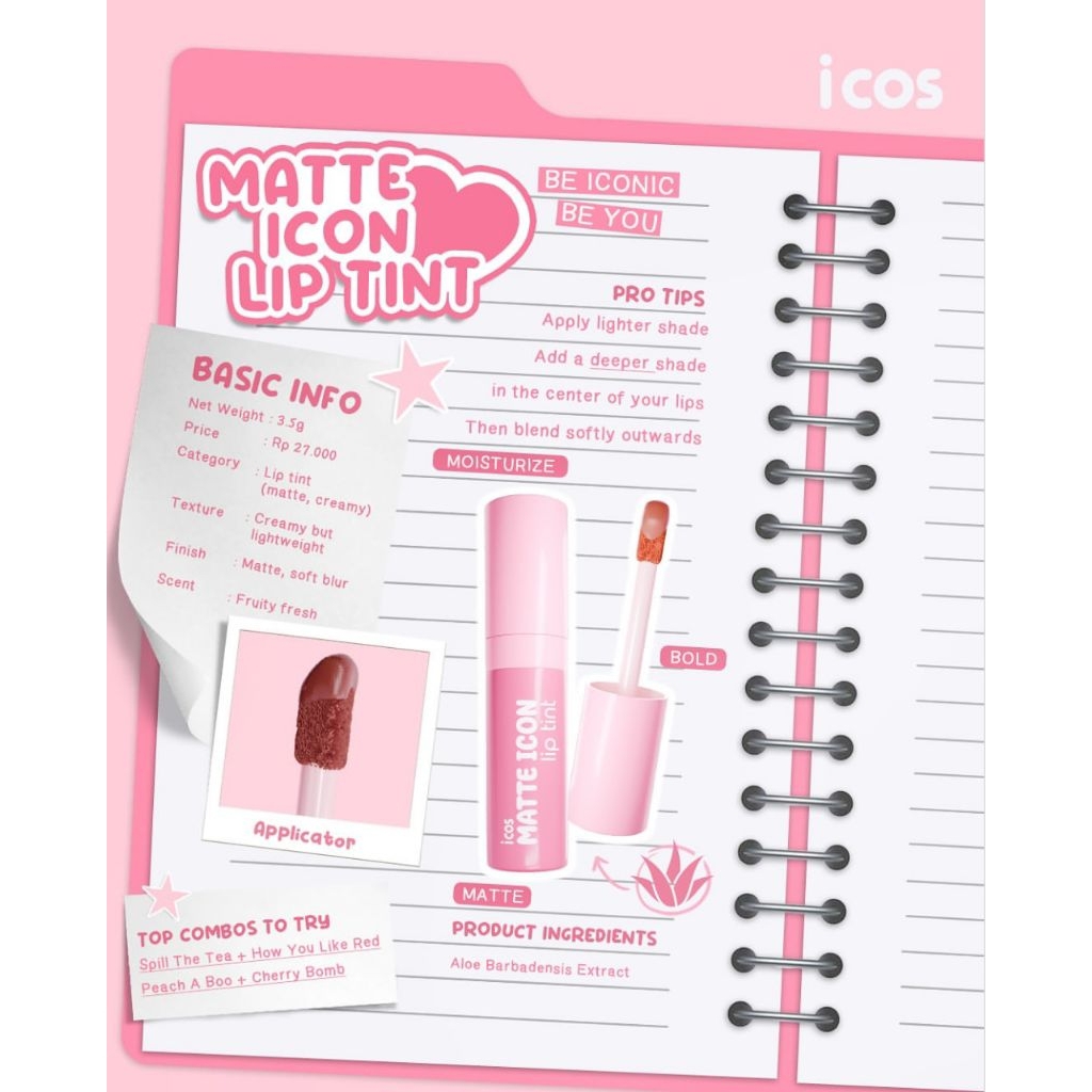 Icos Matte Icon Lip Tint - Cherry Bomb