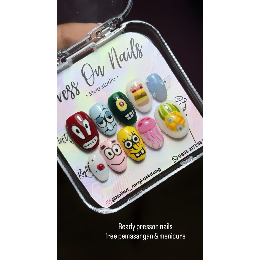 press on nails spongebob