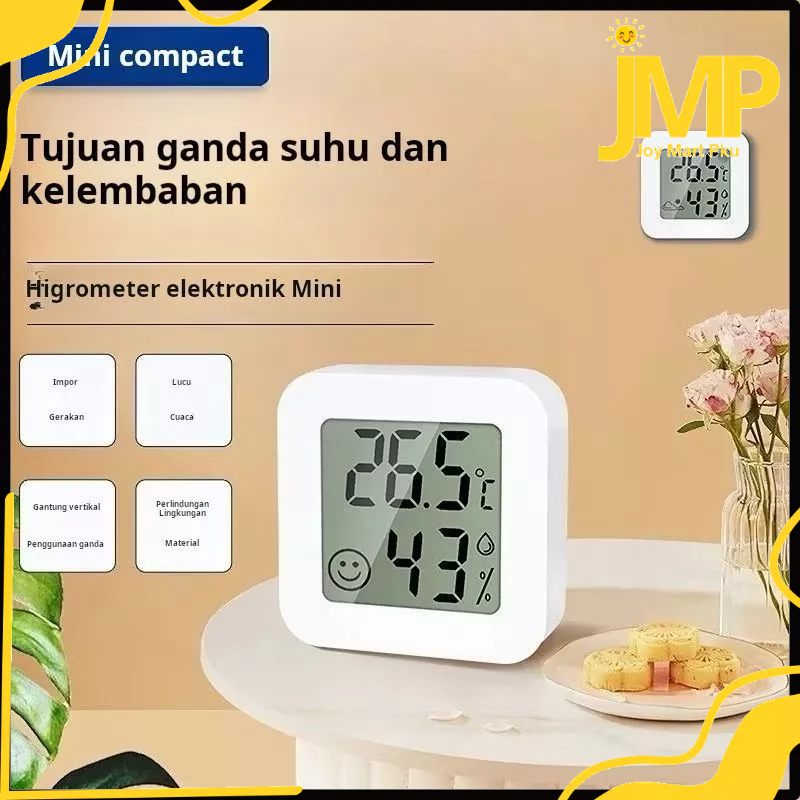 JMP - Thermometer Hygrometer Digital Higrometer Termometer Ruangan Clock Temperature Humidity