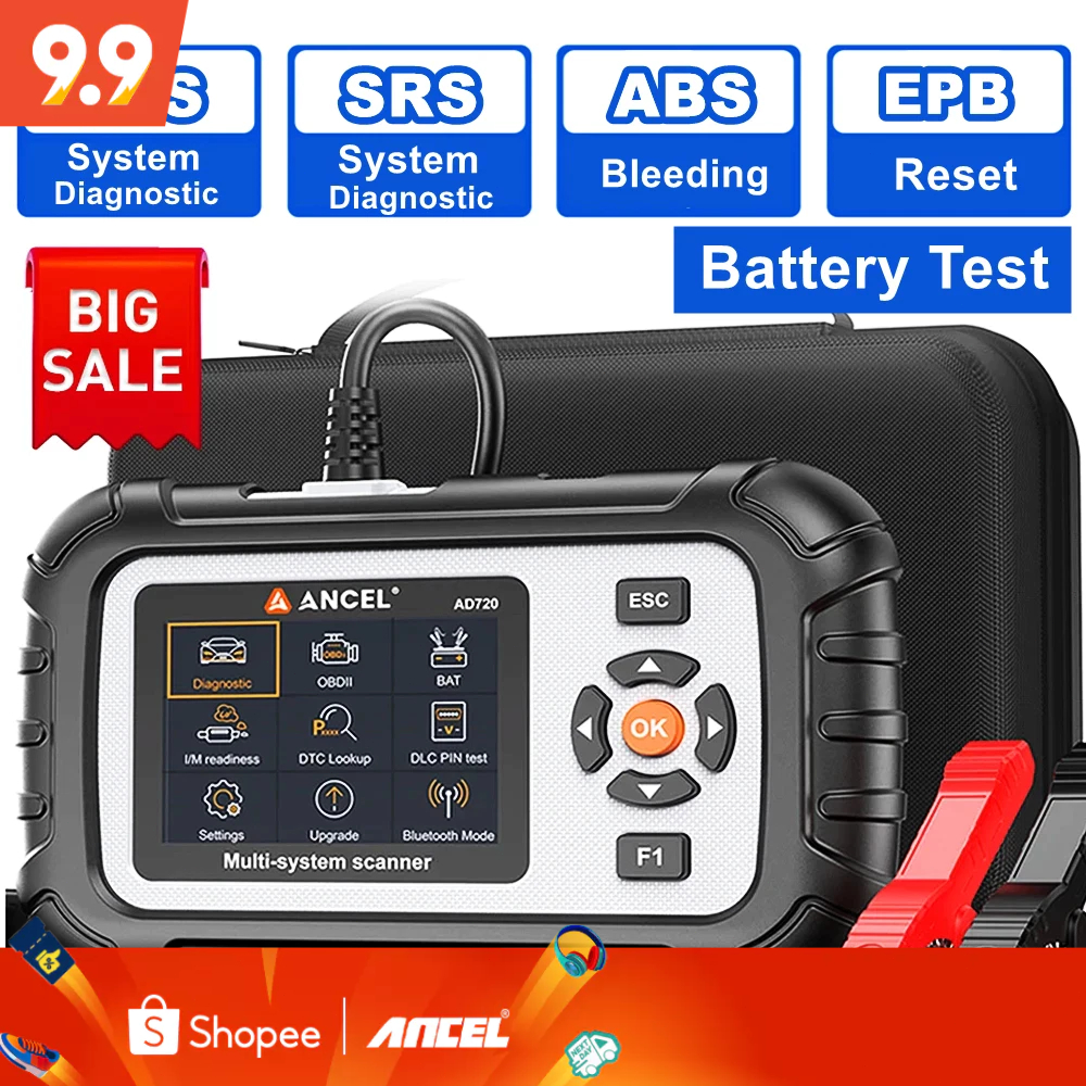 ANCEL AD710 OBD2 Scanner ABS SRS Check Engine Code Reader with ABS Bleeding EPB Reset Diagnostic Scan Tool Code Reader