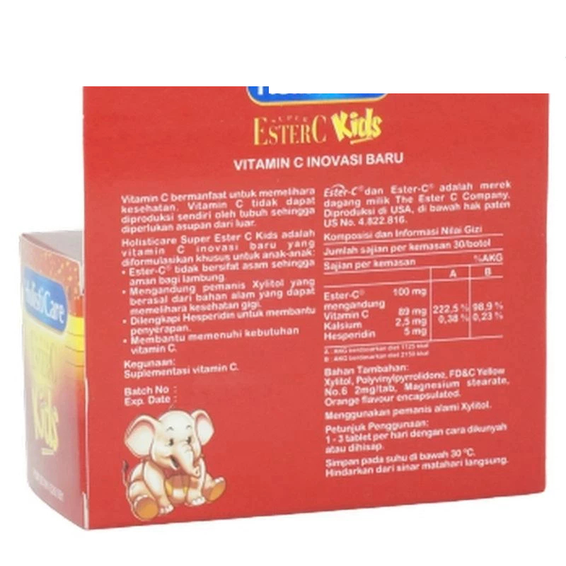 HOLISTICARE ESTER-C KIDS 1 BOTOL 30 TABLET