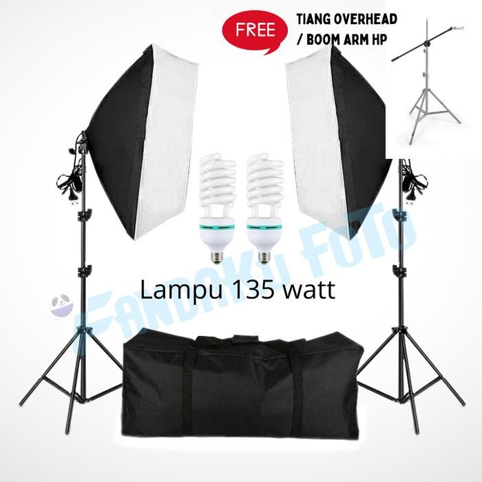 (Expert) Paket studio lighting 2 softbox dan 2 light stand
