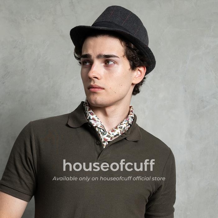 Houseofcuff topi fedora hat pattern hitam