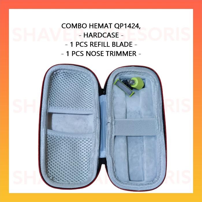 qp1424 combo set hardcase dan refill blade dan nose trimmer