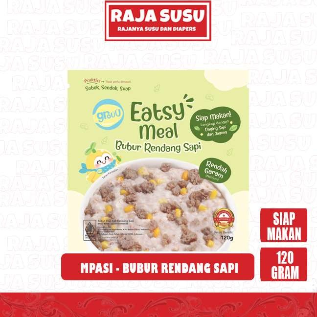 GROUU EATSY MEAL BUBUR RENDANG SAPI 120GR - RAJA SUSU