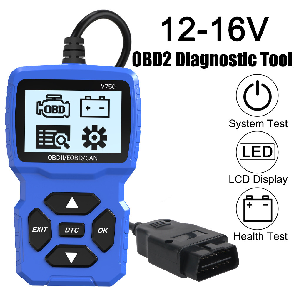 OBD2 Scanner Battery Tester V750 Code Reader Read Vehicle Information Car Diagnostic Tool Check Engine System Multi-language