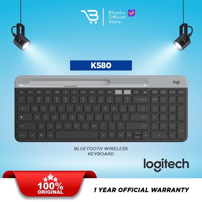 TERBARU LOGITECH K580 SLIM MULTI DEVICE WIRELESS BLUETOOTH KEYBOARD - BLACK TERMURAH