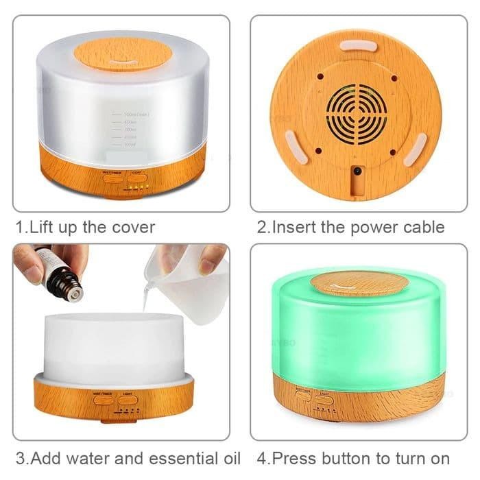 Air Humidifier Diffuser 7 Color 500Ml + Remote Control Aroma Terapi