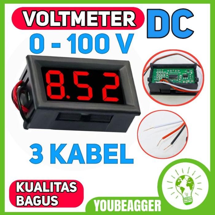 [Expert] Voltmeter DC 3 kabel 0-100v input 3v-30V DC