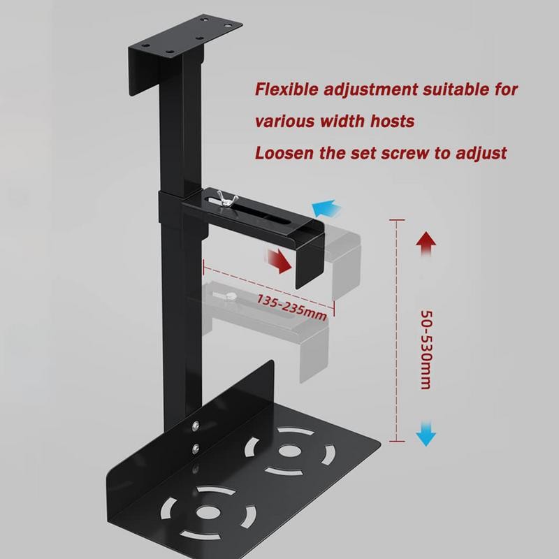 Alloy PC Case Holder Under Desk Wall Side CPU Stand Adjustable Computer Mainframe Hanger Host Box
