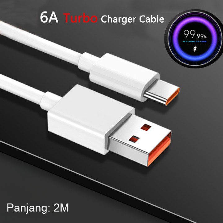 Kabel Data USB Type C Multifungsi Fast Charging 6A 2M