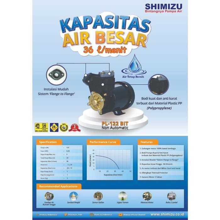 Pompa Air Shimizu Pl 122 Bit
