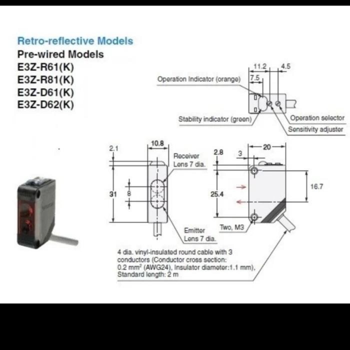 PHOTOELECTRIC SENSOR OMRON E3Z D61 E3Z-D61