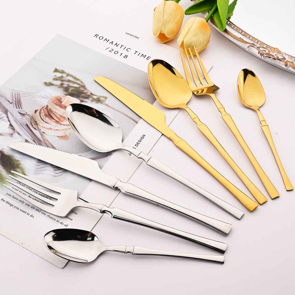 Knife Coffee Spoon Fork Dinnerware Set Gold Tableware Set 16Pcs Stainless Steel Flatware Silverware