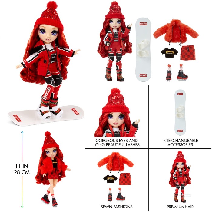Boneka Rainbow High Winter Break Sunny Jade Skyler Violet Ruby Doll