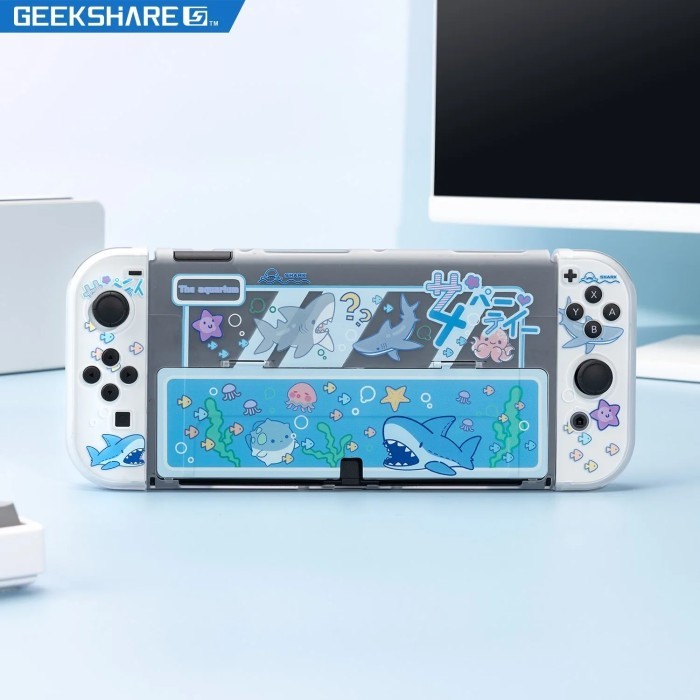 GeekShare Shark Party Hard Shell Transparent Split Joy-con Protective
