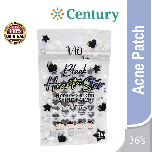 Vio Black Heart Star Acne Patch Hydrocolloid Shield 36's / Acne Patch