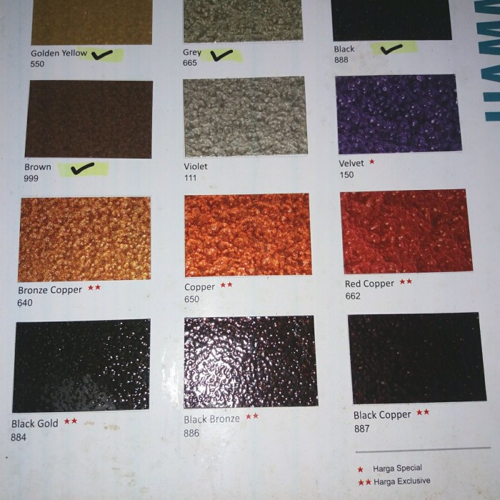 hamertone warna spesial (*/**)