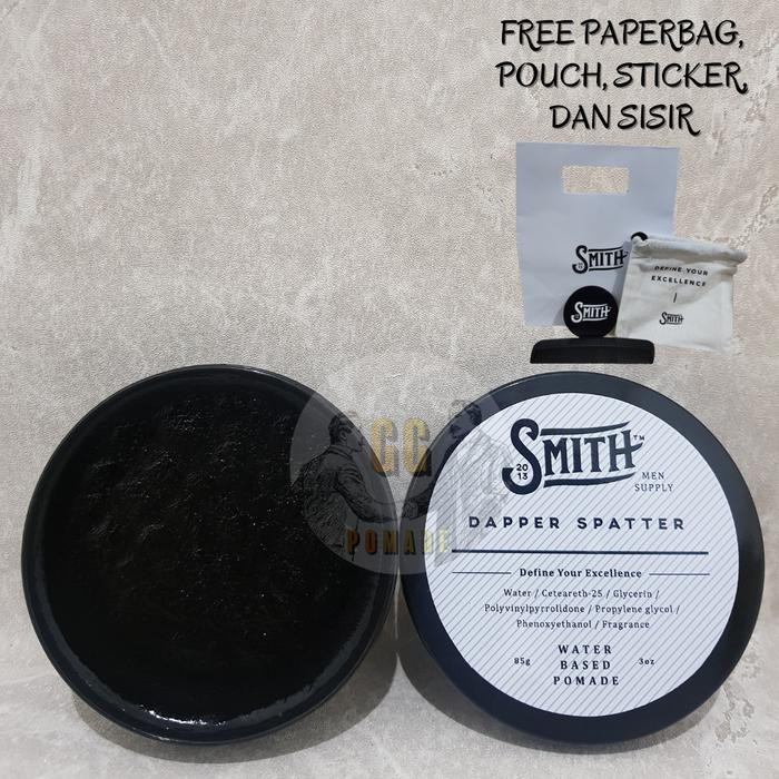 Pomade Smith Dapper Spatter Medium Waterbased + FREE SISIR & POUCH