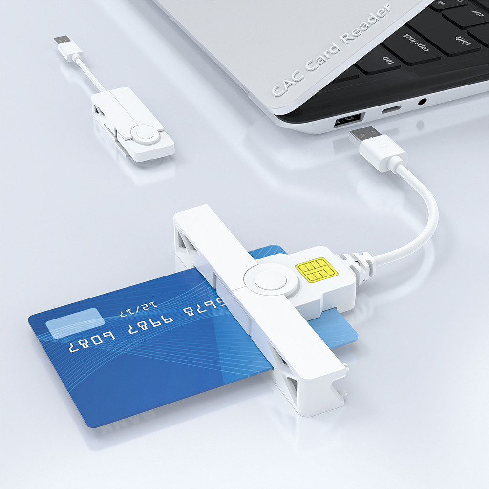 USB2.0/Type-C Smart Card Reader Portable Bank Chip Card Reader Foldable CAC Reader Compatible for Windows/Mac OS/Android