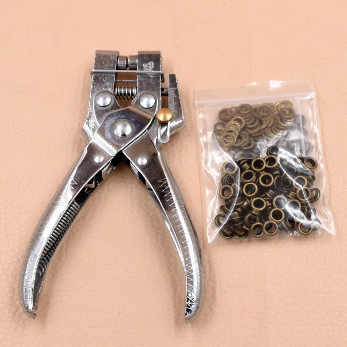 Pliers + 100 sets eyelets.Hollow rivets.5mm eyelets installation