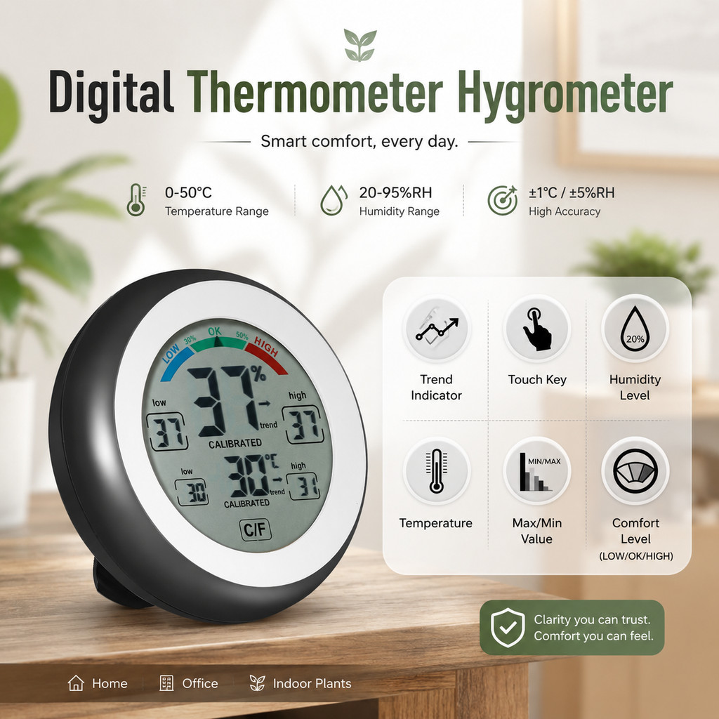 Meterk Digital Thermometer Hygrometer Min Max Value - CJ-3305F