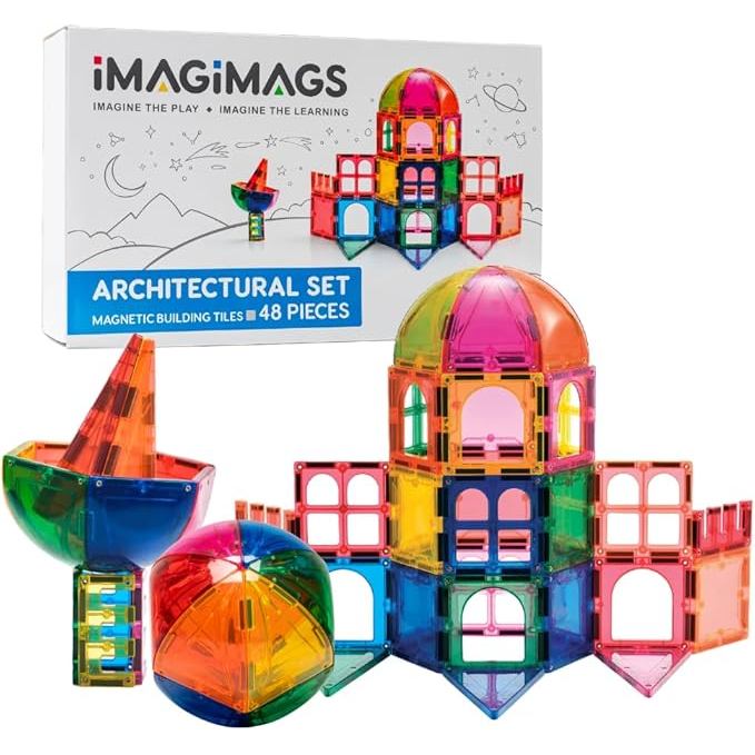 Magnetic Building Tiles, 48 Piece Architectural Dome Set 
