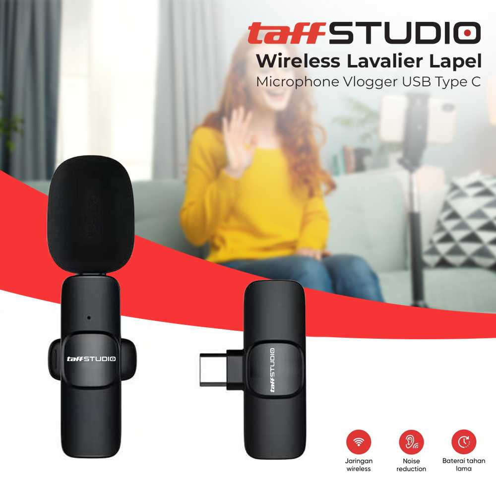 TaffSTUDIO Wireless Lavalier Lapel Microphone Vlogger USB Type C - HO86