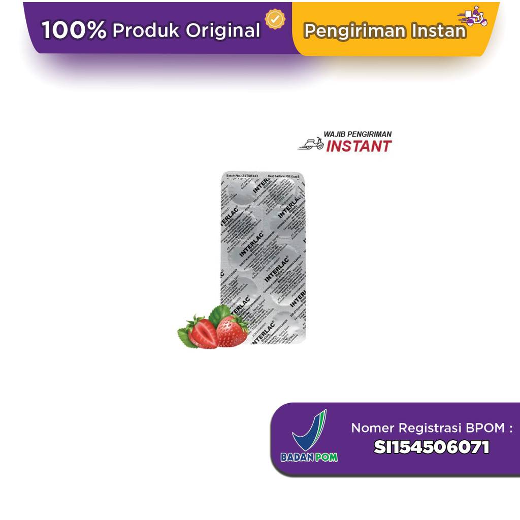 Interlac Kunyah Rasa Strawberry 10 Tablet