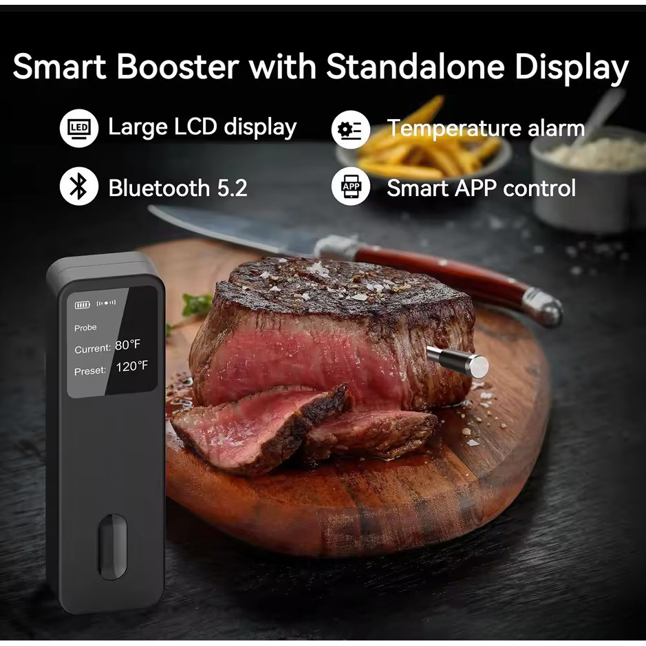 BFOUR Termometer Makanan Digital Daging BBQ Bluetooth Screen 1 Probe - BF-30