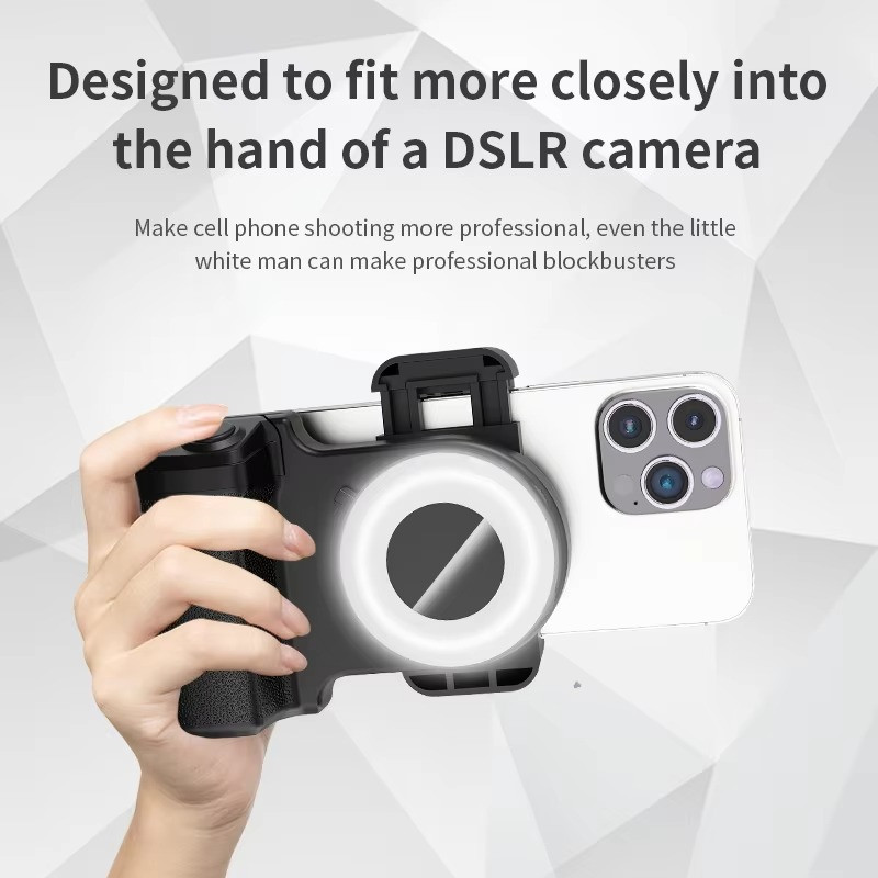 Handle Selfie Grip Phone Shutter Bluetooth Clip Ring Light - PH-30D