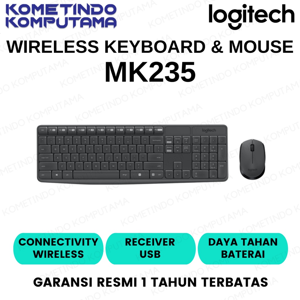 MK235 Keyboard Mouse Logitech Wireless Combo - 100% Resmi