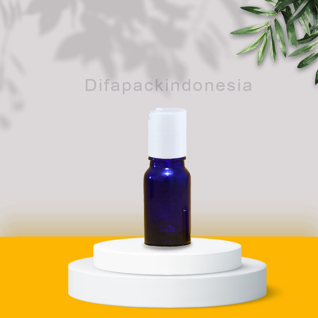 botol kaca 10ml biru prestop putih