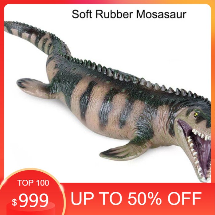 mainan dinosaurus karet mosaurus baru