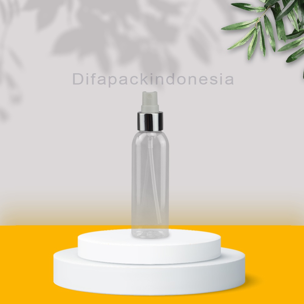 Botol PET 100ml spray silver/natural fullcap