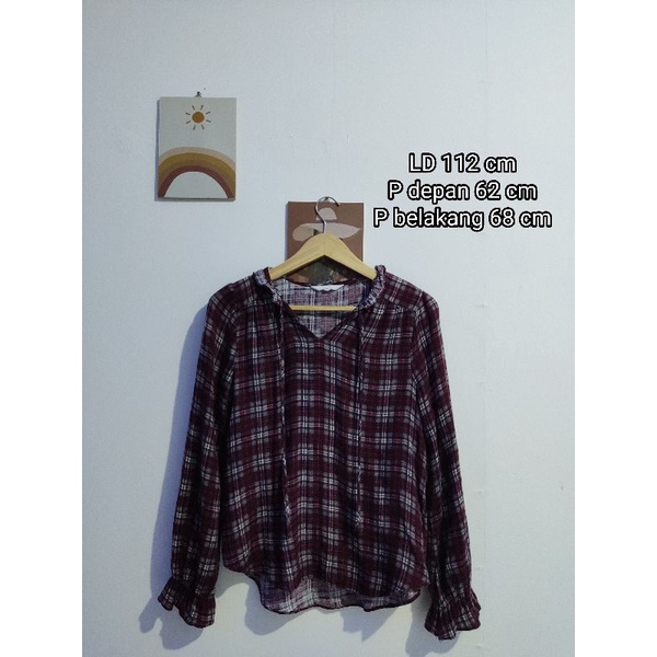 Blouse Kotak Burgandy