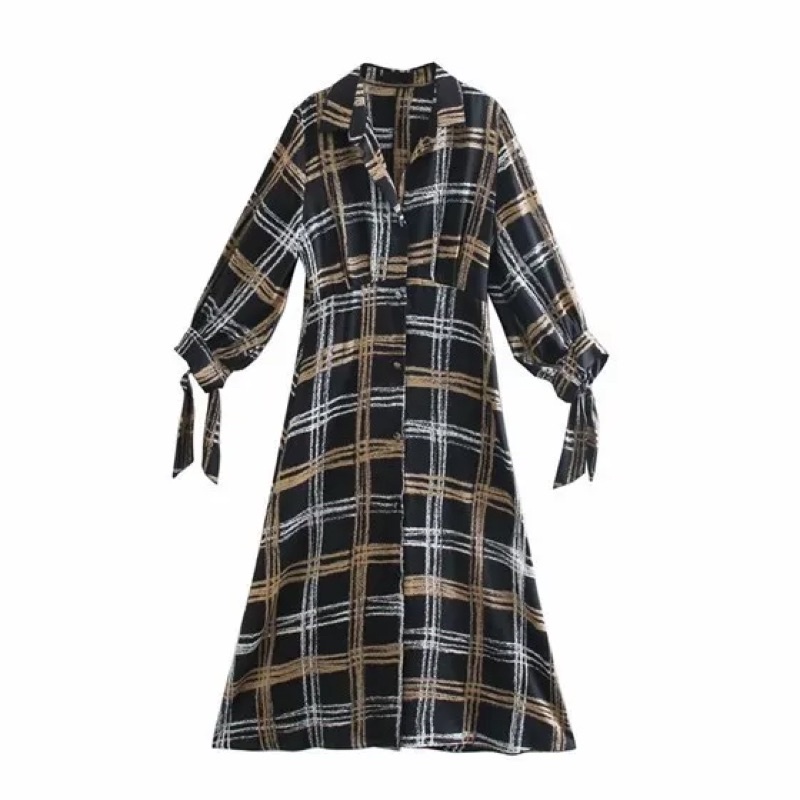 Checked Knot Tie Dress