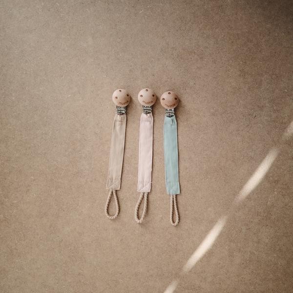 Mushie | fabric pacifier clips