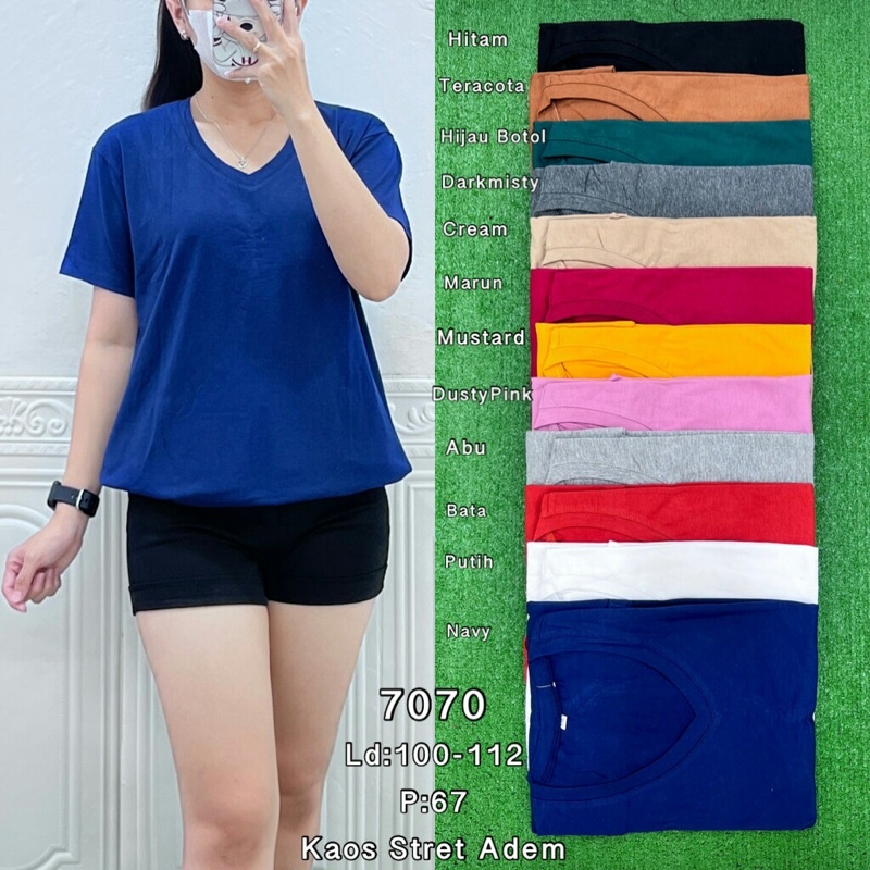 kaos v neck basic polos 2xl 7070