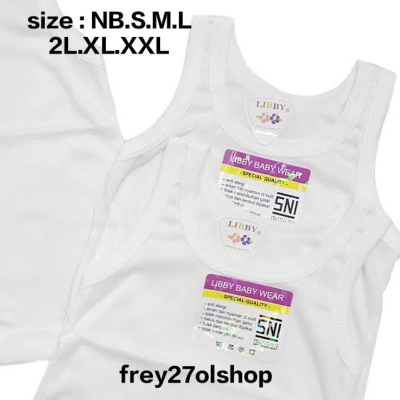 (3 PC) SINGLET/KAOS DALAM LIBBY PUTIH